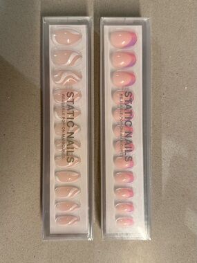 NEW - Static Nails Reusable Press-On Set - Pink Ombre & Pink Swirl